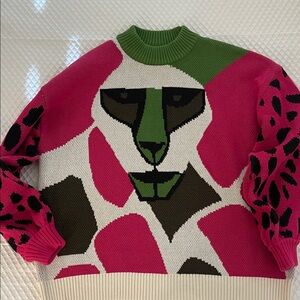 FARM Rio Vibrant Pink and Green Animal Sweater